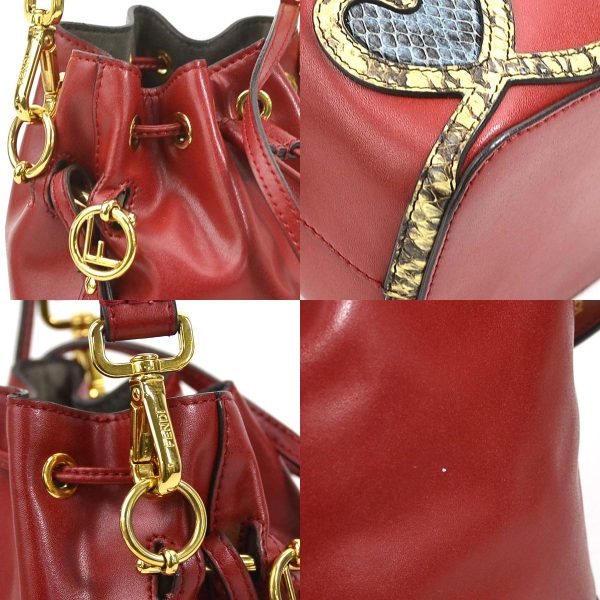 99671g 5 c Fendi Leather Python Crossbody Shoulder Bag Red