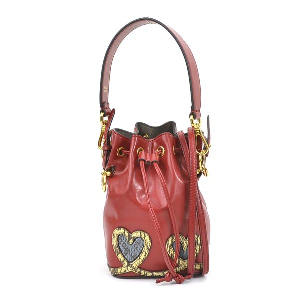 99671g Fendi Leather Python Crossbody Shoulder Bag Red