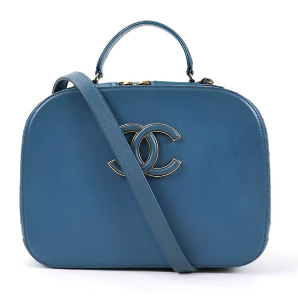 99728a Chanel Coco Mark Leather Shoulder Bag Blue