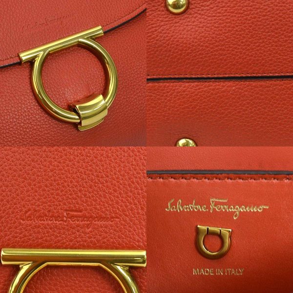 99774g 9 c Salvatore Ferragamo Handbag Shoulder Bag Gancini Leather Red