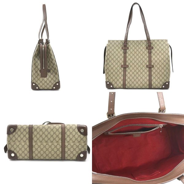 99829g 1 c Gucci GG Supreme Canvas Shoulder Bag Brown