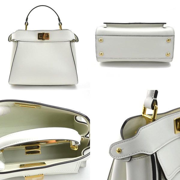 99834f 2 c Fendi Leather Peekaboo Crossbody Shoulder Bag White Gold