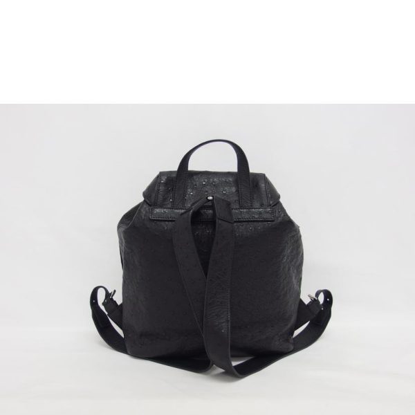 99858 2 Prada Leather Ostrich Rucksack Backpack Black