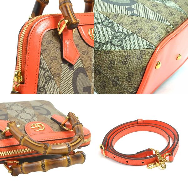 99894f 5 c Gucci Diana Bamboo GG Supreme Canvas Handbag Orange