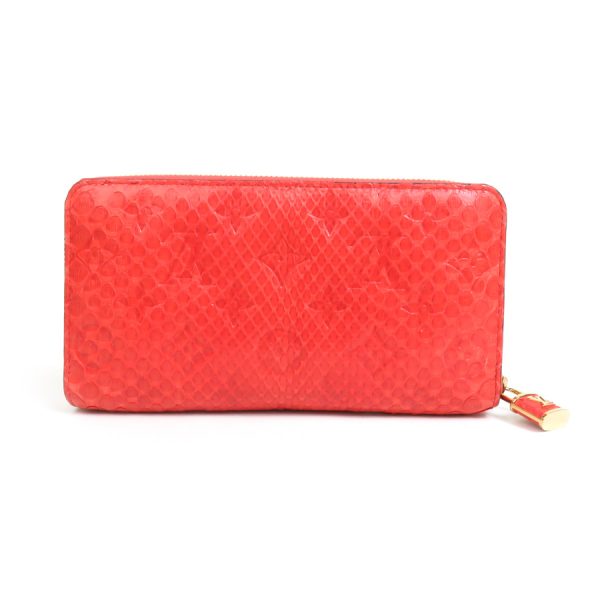 99899f 1 Louis Vuitton Zippy Wallet Python Long Wallet Orange