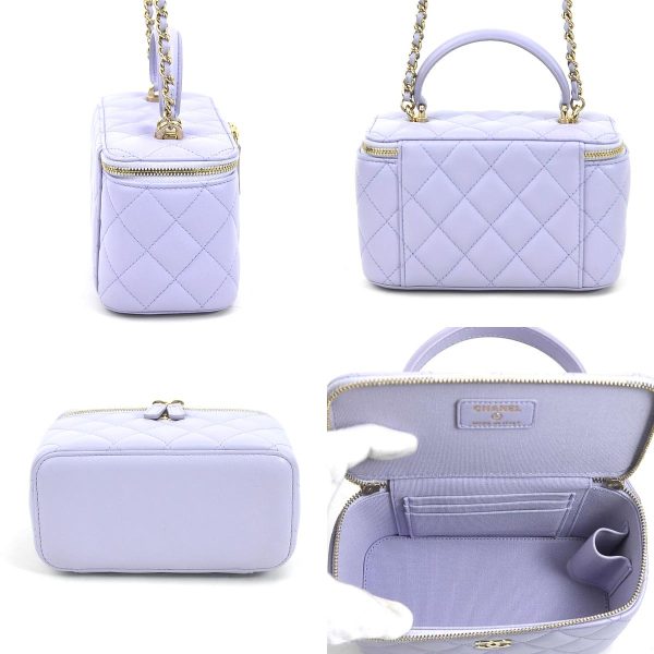 99925f 1 c Chanel Lambskin Crossbody Shoulder Bag Purple