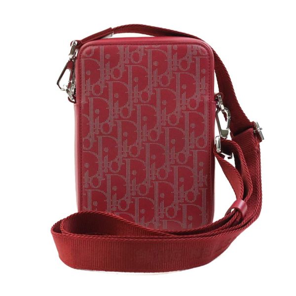 99930g Christian Dior Zipper closure Crossbody Leather Shoulder Bag Red