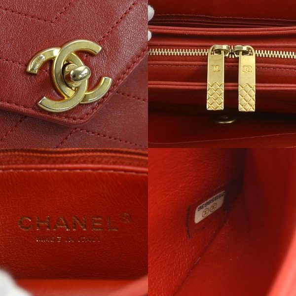 99932f 13 c Chanel Chevron Leather Shoulder Bag Red