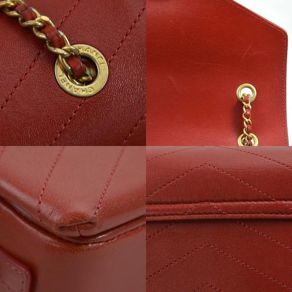 99932f 9 c Chanel Chevron Leather Shoulder Bag Red