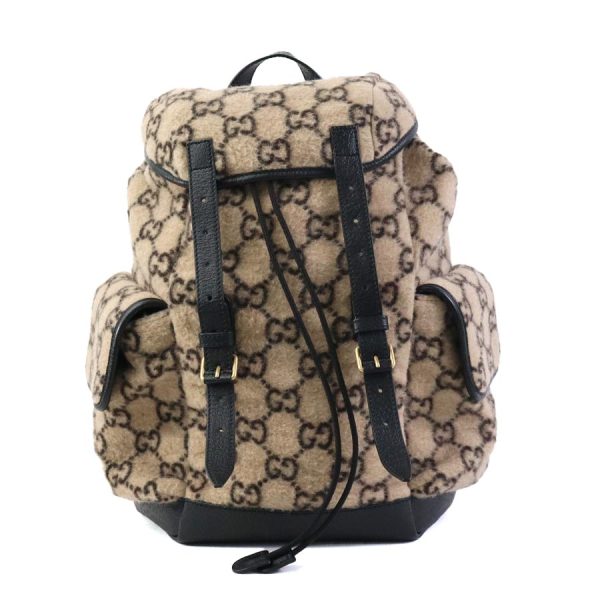 99936g Gucci GG Wool Leather Backpack Beige