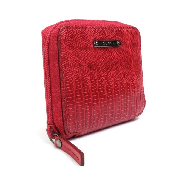 a0223 1 Gucci Embossed Leather Coin Case Red