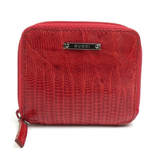 a0223 Gucci Embossed Leather Coin Case Red