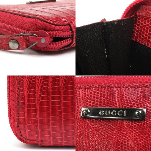 a0223 6 c Gucci Embossed Leather Coin Case Red