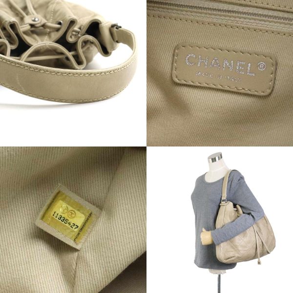 a0286 13 c Chanel Wild Stitch Leather Shoulder Bag Beige