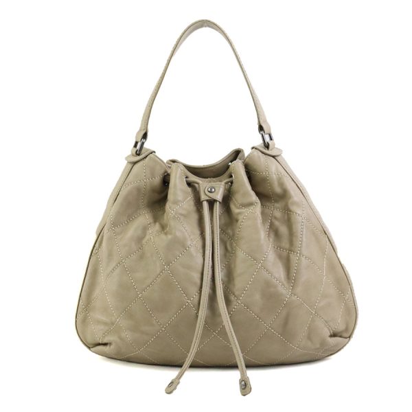 a0286 Chanel Wild Stitch Leather Shoulder Bag Beige