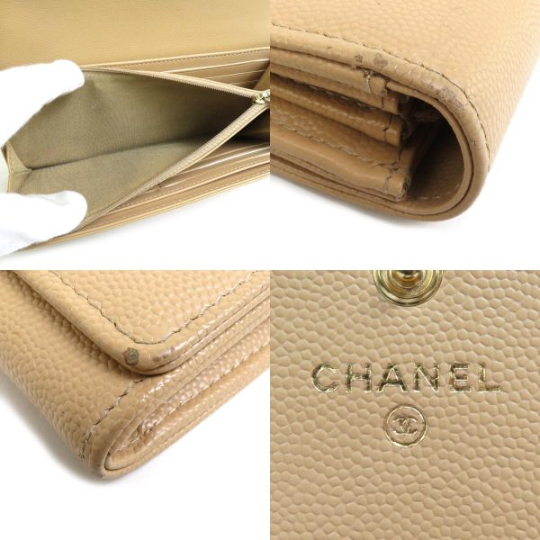 a0298 3 c Chanel Deauville Leather Long Wallet Beige