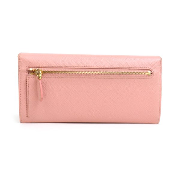 a0314 1 Prada Saffiano Ribbon Bifold Long Wallet Light Pink