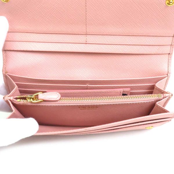 a0314 2 Prada Saffiano Ribbon Bifold Long Wallet Light Pink