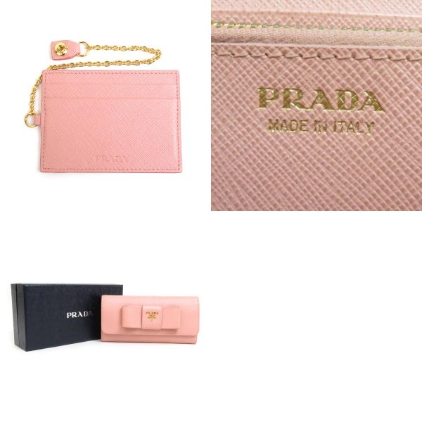 a0314 7 c Prada Saffiano Ribbon Bifold Long Wallet Light Pink