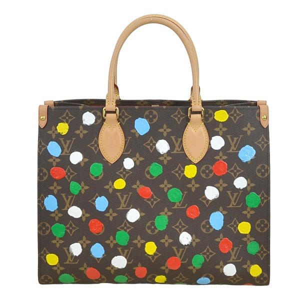 a0349 Louis Vuitton LV x YK Yayoi Kusama On the Go MM Shoulder Bag Brown