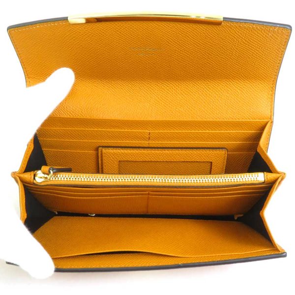 a0356 2 Salvatore Ferragamo Long Wallet Gancini Leather Orange