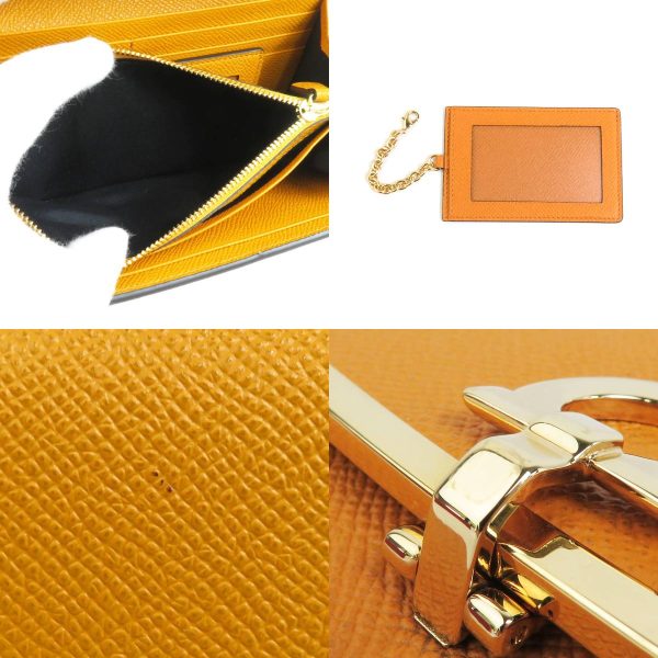 a0356 3 c Salvatore Ferragamo Long Wallet Gancini Leather Orange