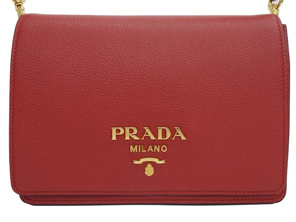 a1002106 3 Prada Flap Leather Shoulder Bag Red