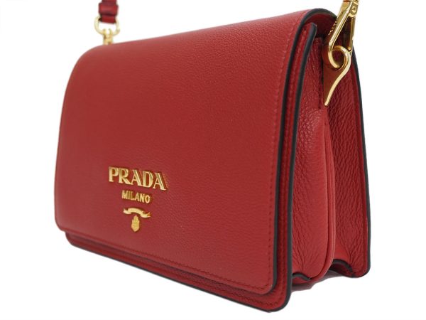 a1002106 4 Prada Flap Leather Shoulder Bag Red