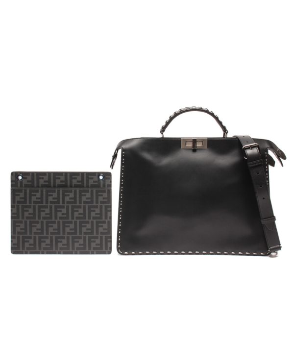 a168051002 1 Fendi 2way Briefcase Shoulder Bag Medium Black