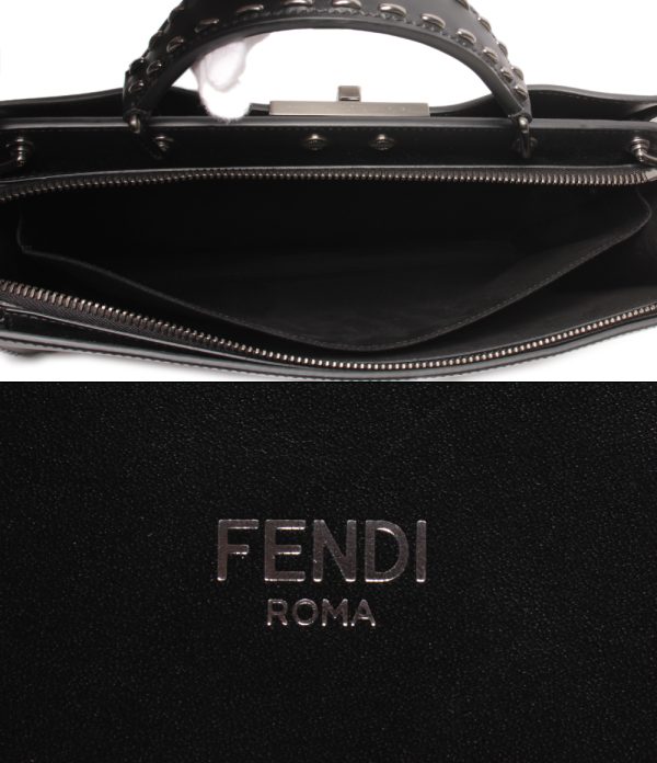 a168051002 4 Fendi 2way Briefcase Shoulder Bag Medium Black