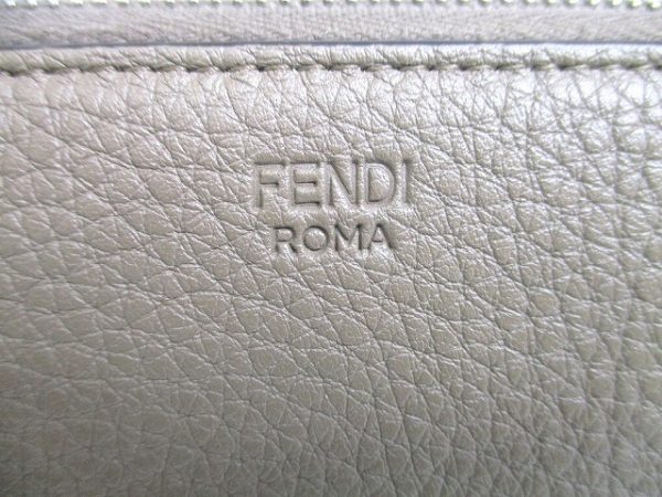 a174 10 Fendi Peekaboo Leather Zipper Long Wallet Greige