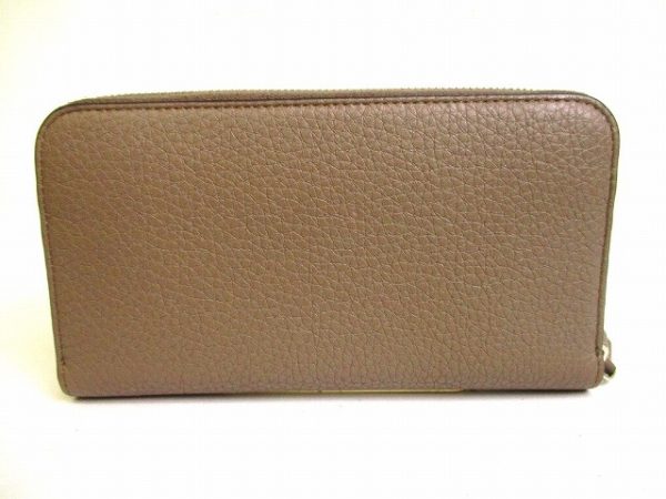 a174 2 Fendi Peekaboo Leather Zipper Long Wallet Greige