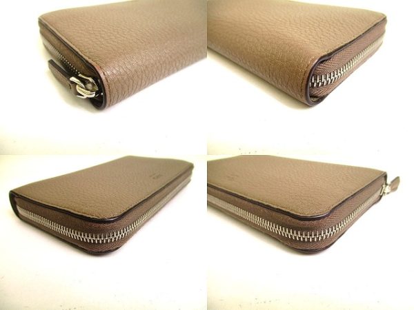 a174 7 Fendi Peekaboo Leather Zipper Long Wallet Greige