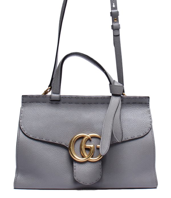 a175778001 1 Gucci 2way Handbag Shoulder GG Marmont Gray