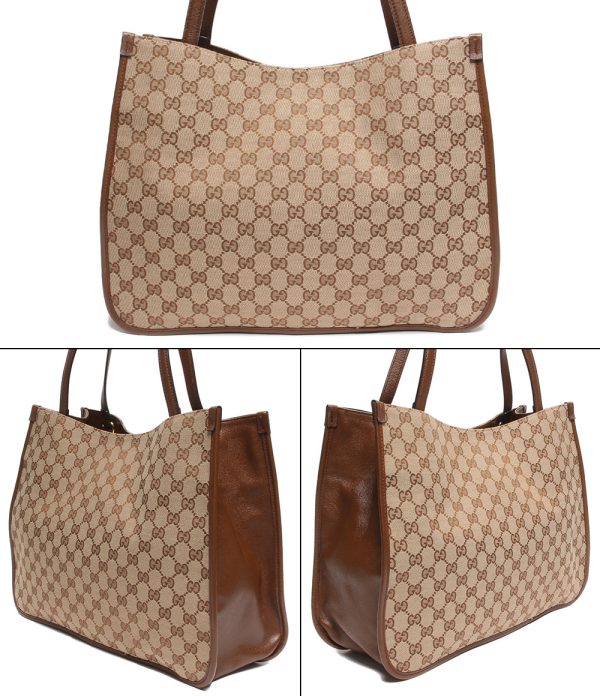 a176089012 2 Gucci Tote Bag GG Canvas Horsebit Brown