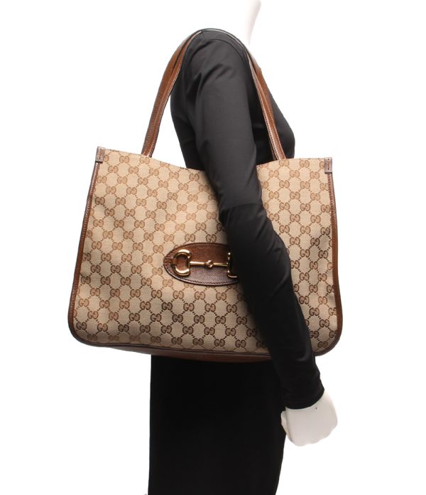 a176089012 8 Gucci Tote Bag GG Canvas Horsebit Brown