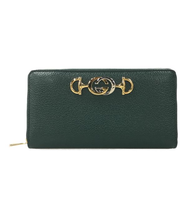 a176849003 1 Gucci Round Zipper Long Wallet Zumi Green