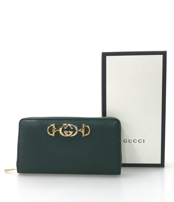 a176849003 8 Gucci Round Zipper Long Wallet Zumi Green