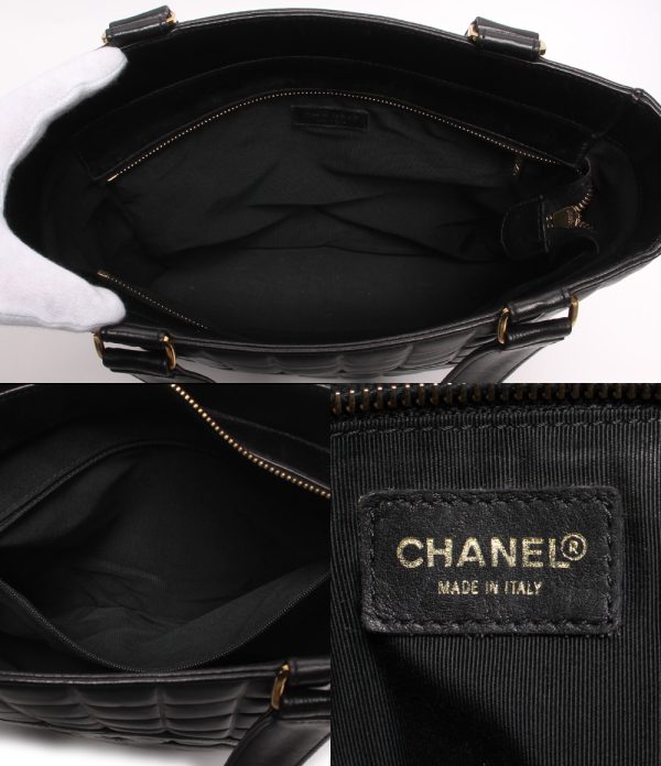 a177199010 3 Chanel Tote Bag Here Mark Chocolate Bar Black