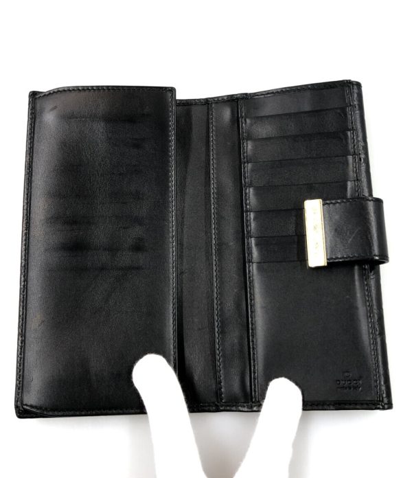 a178870005 3 Gucci Long Wallet W Hook And Eye Black