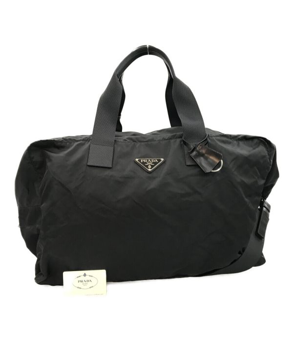 a181199055 1 Prada Nylon Boston Bag Black