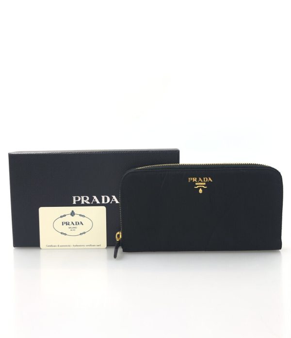 a181199060 8 Prada Round Zipper Long Wallet Black