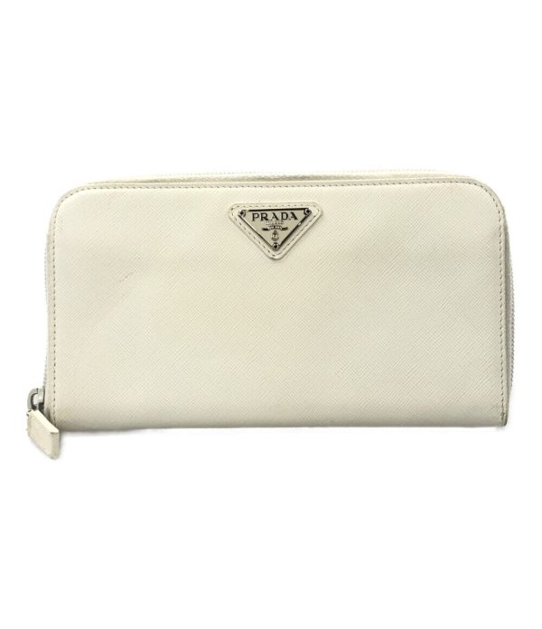 a181199062 1 Prada Round Zipper Long Wallet White