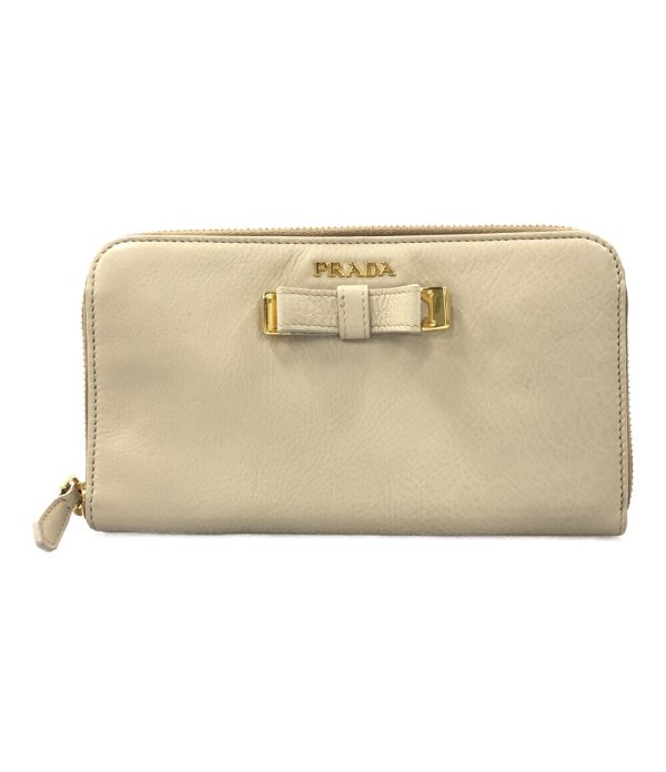 a181199065 1 Prada Round Zipper Long Wallet Beige