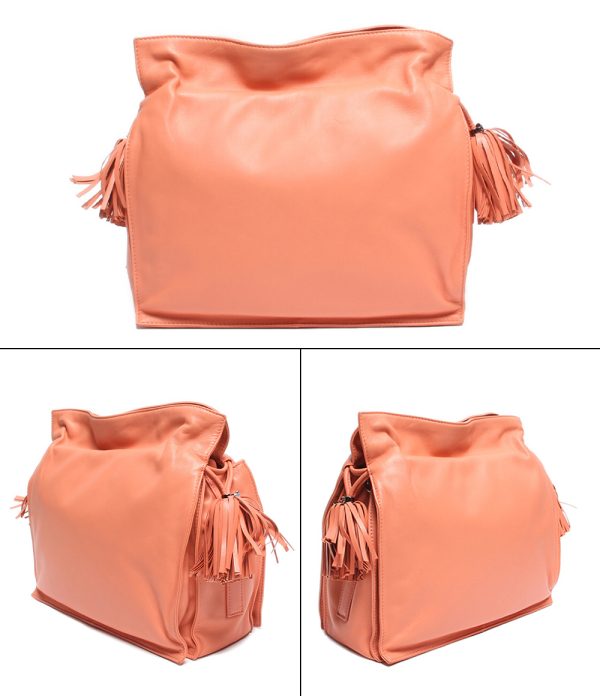 a181317002 2 Loewe Shoulder Bag Fringe Flamenco Salmon Pink