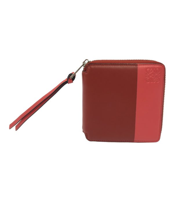 a182042006 1 Loewe Round Zipper Bifold Wallet Red