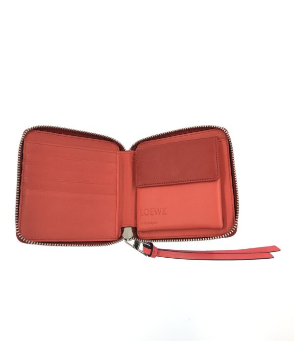 a182042006 3 Loewe Round Zipper Bifold Wallet Red