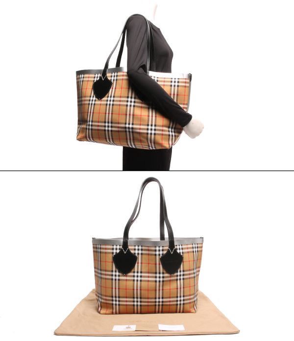 a182632003 8 Burberry Tote Bag Giant Leather Nova Check Beige