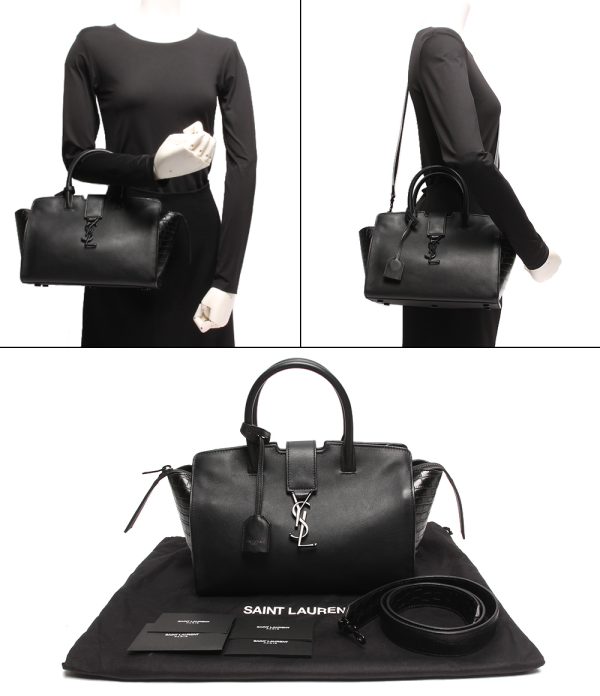 a182708001 8 Saint Laurent Paris Shoulder Downtown Cabas Black