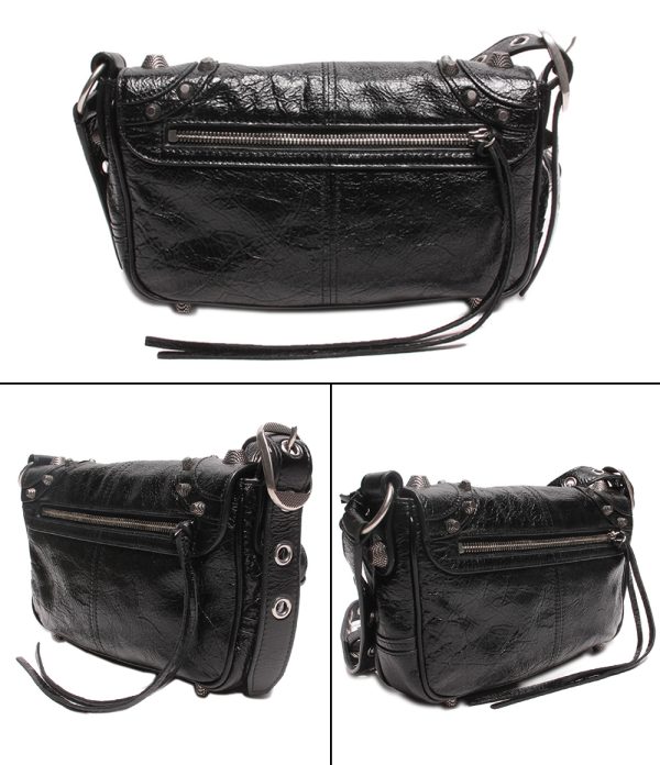 a182937003 2 Balenciaga Leather Shoulder Bag Metal Black